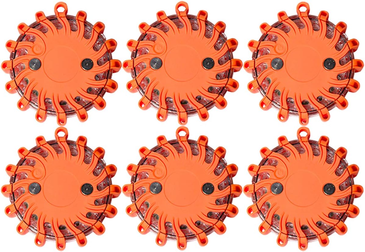 Rechargeable 16 LED Road Flare Disc Warning Beacon Emergency Flares with Charger & Carrying Case T53382