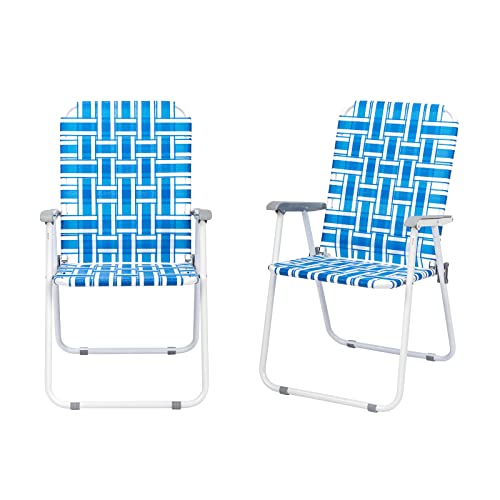 Set of 2 Yellow Webbed Folding Lawn Chair E215