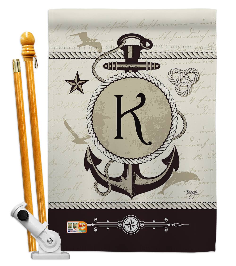 28 x 40 in. Nautical K Decorative Vertical Double Sided V9275
