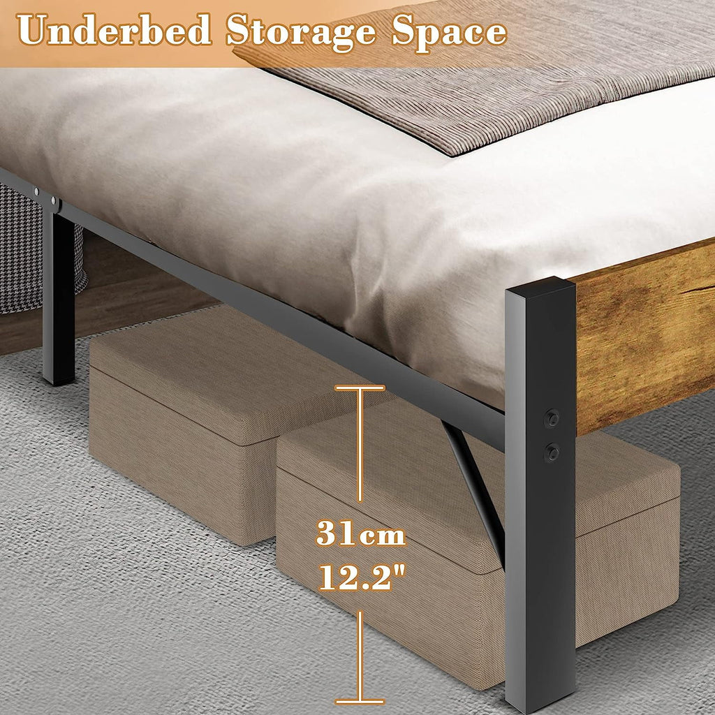 King Metal Platform Bed Frame with Headboard B870524