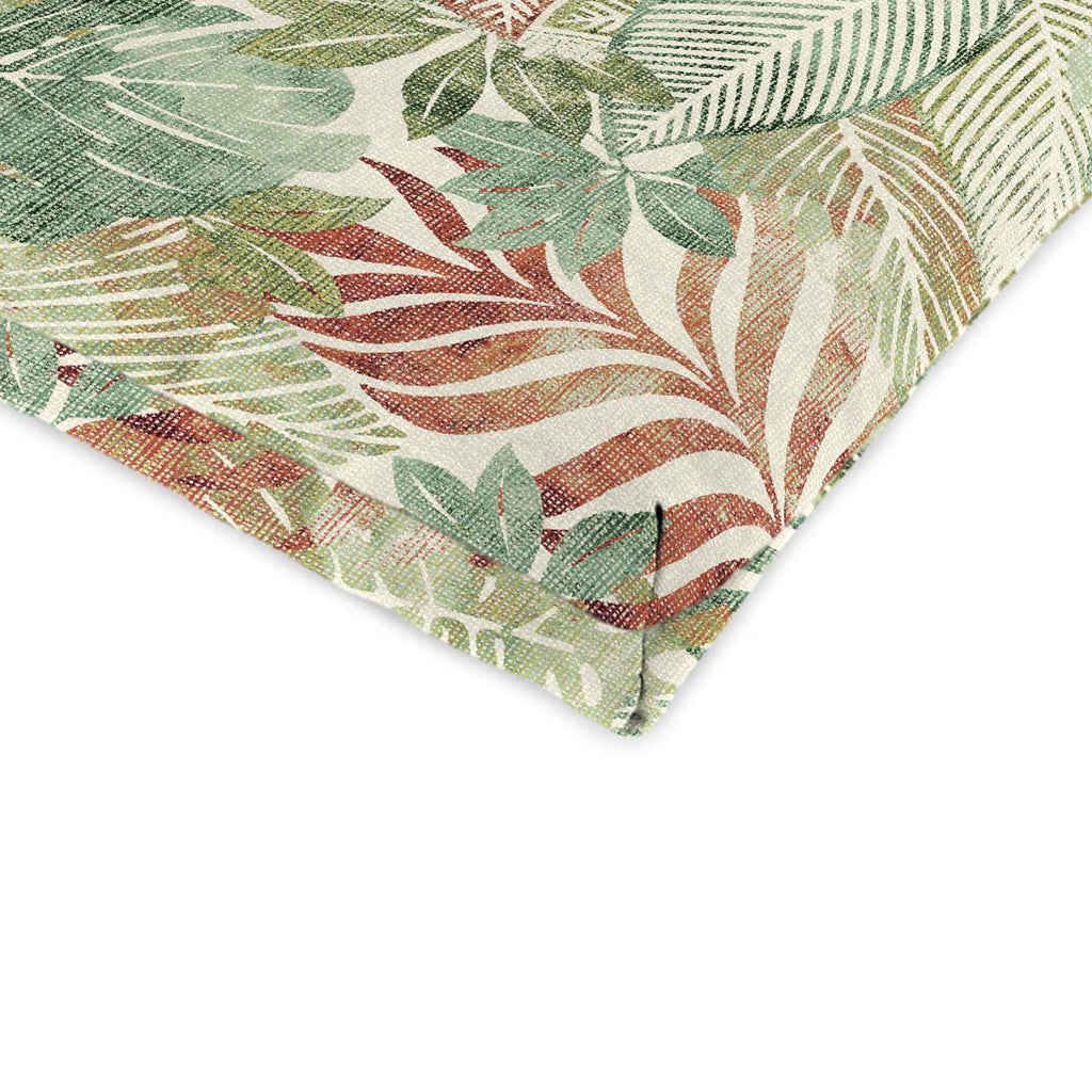 Almond Green Leaves Rectangular Outdoor Chaise Lounge Cushion with Ties Z594