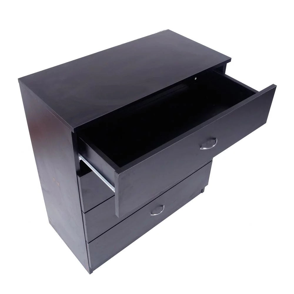 Black 4 Drawer Wood Nightstand A41508