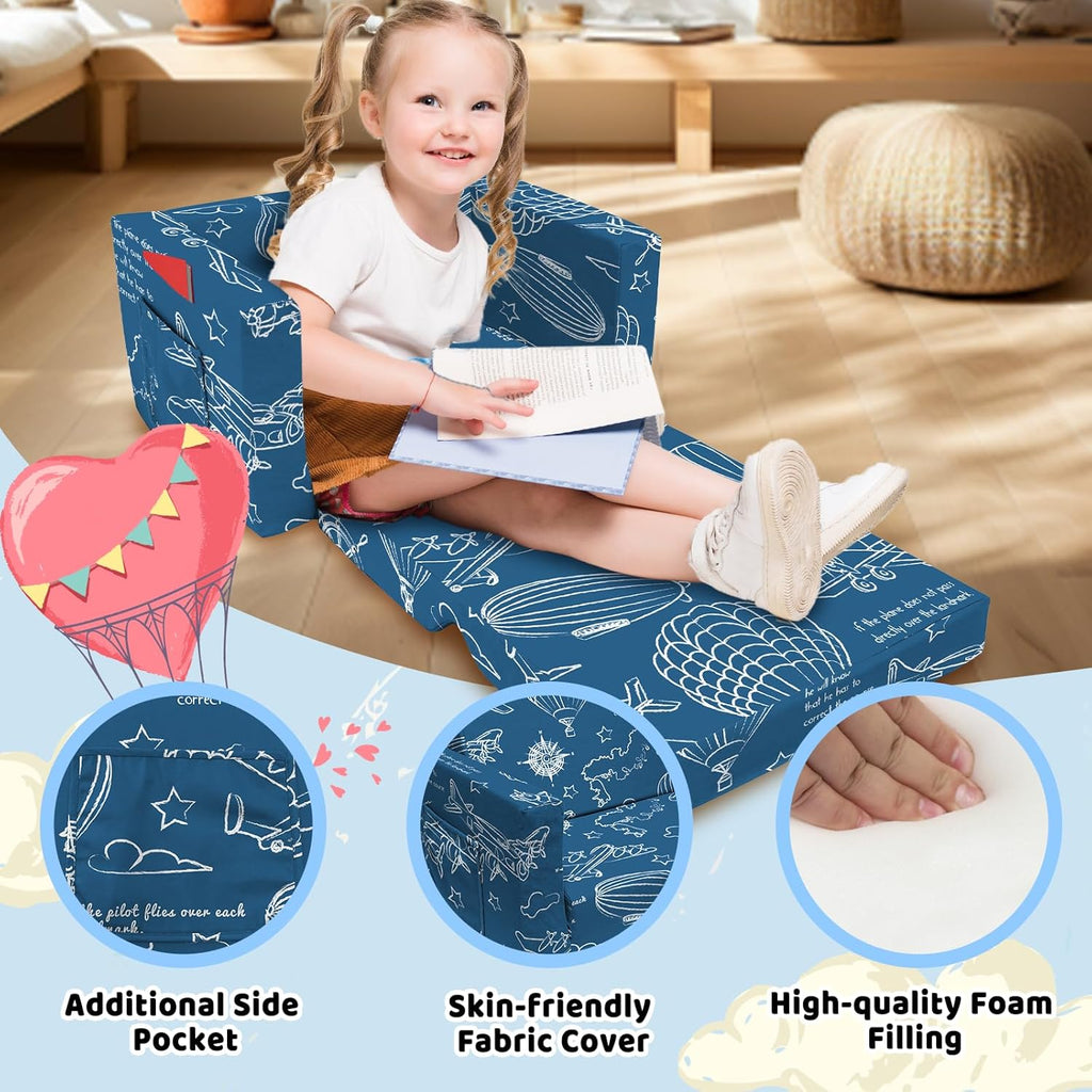 2 Seats 2 in 1 Flip Open Chair Sleeper Bed V672836