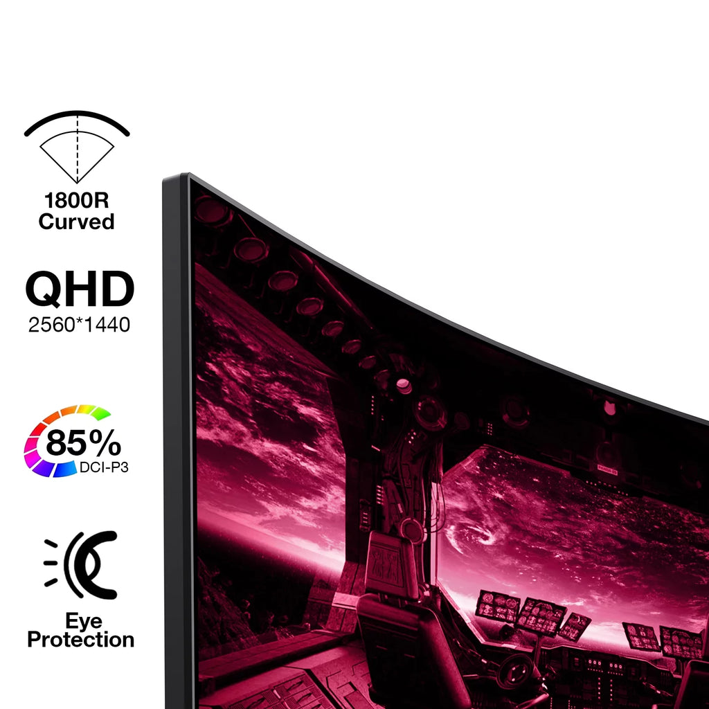 27 inch 2K QHD 144Hz 1ms Curved Gaming Monitor, Black S1312