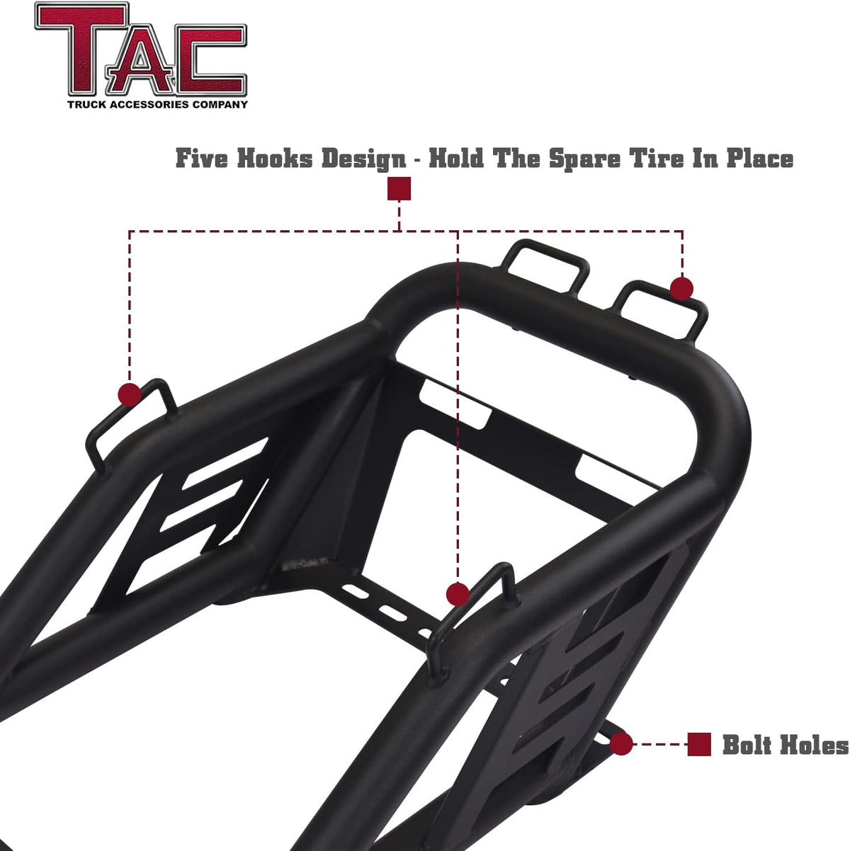 Fine Textured Black Universal Spare Tire Carrier for 40 inch Tire Y365130