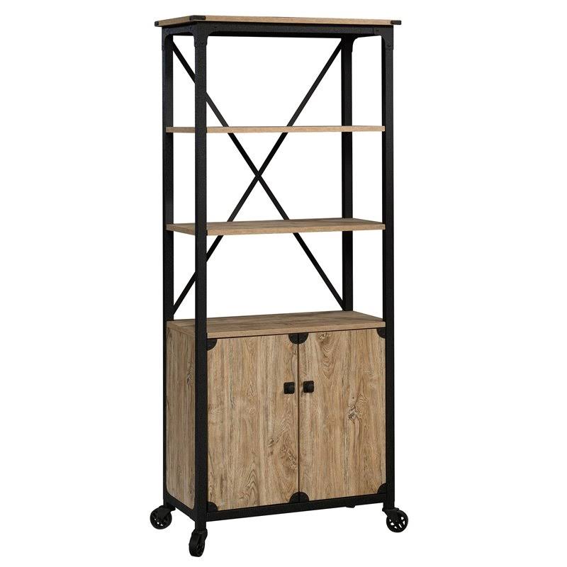 Milled Mesquite Finish Bookcase with Doors B7090