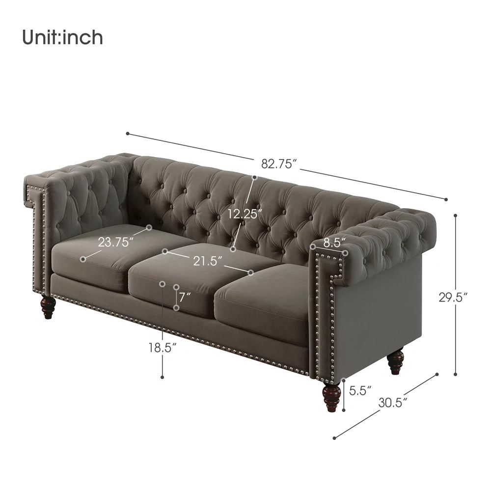 3 Seater Velvet Sofa with 3 Pillows H5295