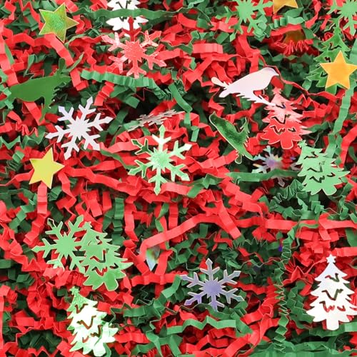 1LB Christmas Crinkle Cut Paper Basket Filler B4731