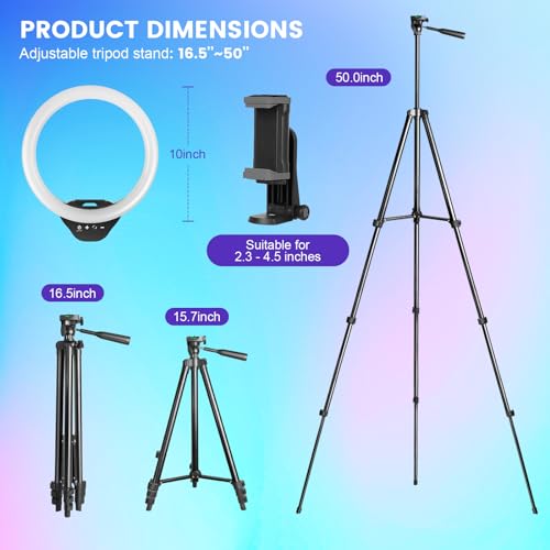 10'' Ring Light with 50'' Extendable Tripod Stand Y9252