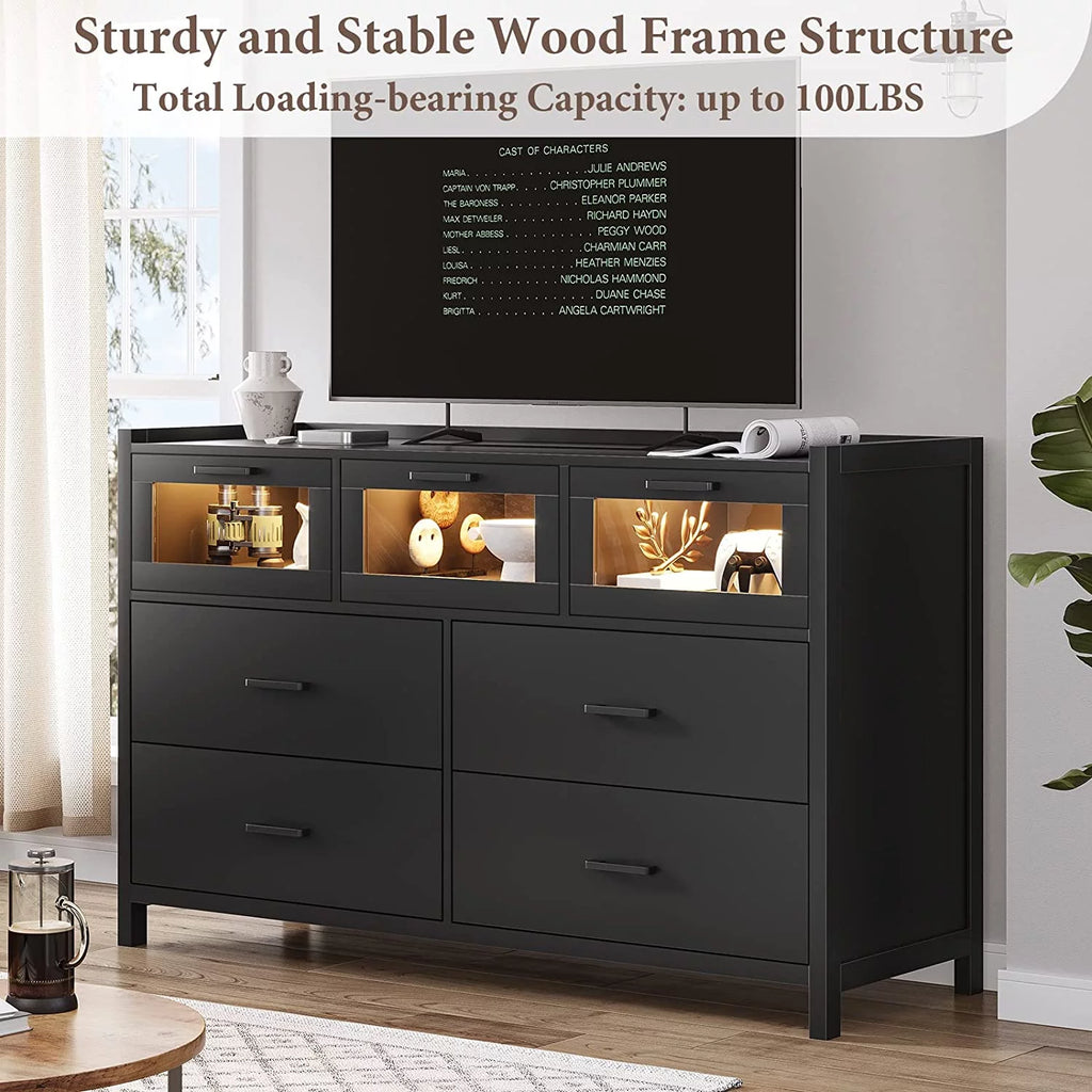 White 7 Drawer Wood Dresser B515