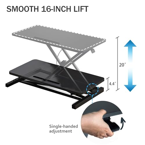 32" White Adjustable Standing Desk Converter with Keyboard Tray O510412