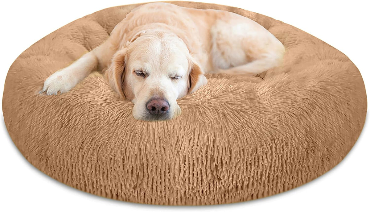 Beige Machine Washable Donut Pet Bed N475