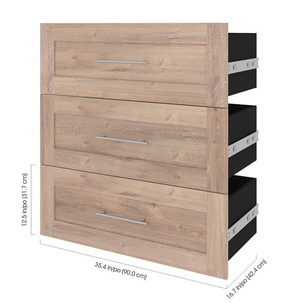 3 Drawer Set for Closet Organizer in Rustic Brown Engineered Wood P74476