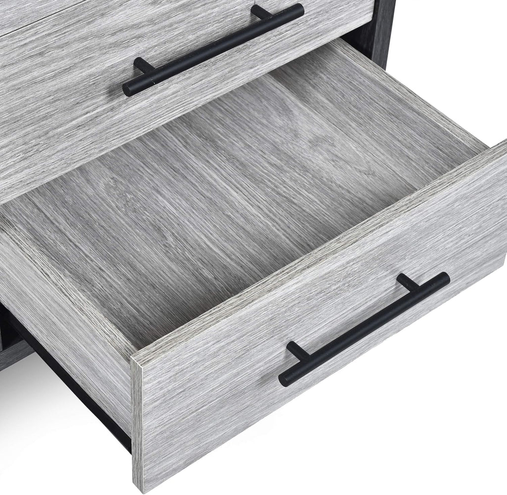 Sonoma Oak Gray Oak Black 6 Shelf Cabinet E91124