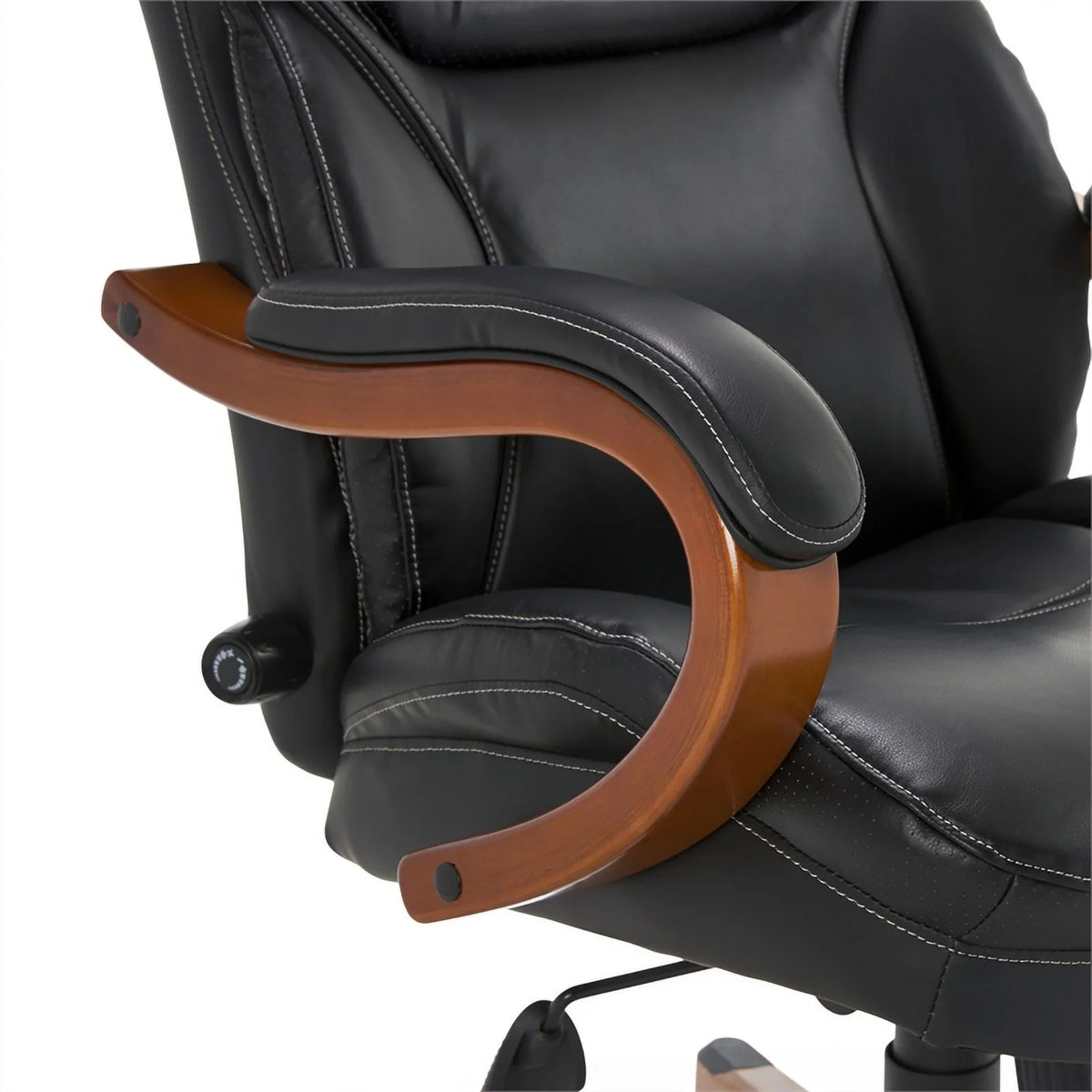 Big and Tall Executive Office Chair with Wood Accents Black O629