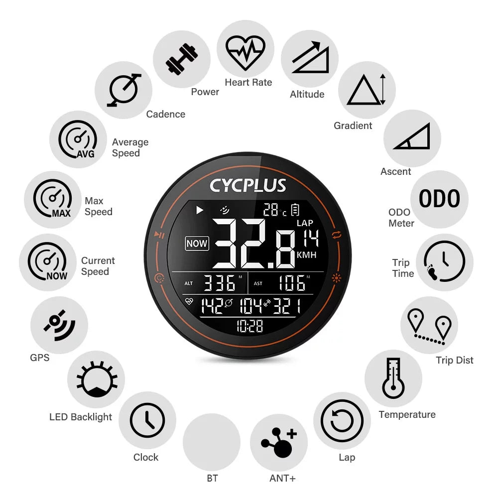 Wireless Bike Computer Speedometer Waterproof with Cadence Sensor Heart Rate Monitor E91482