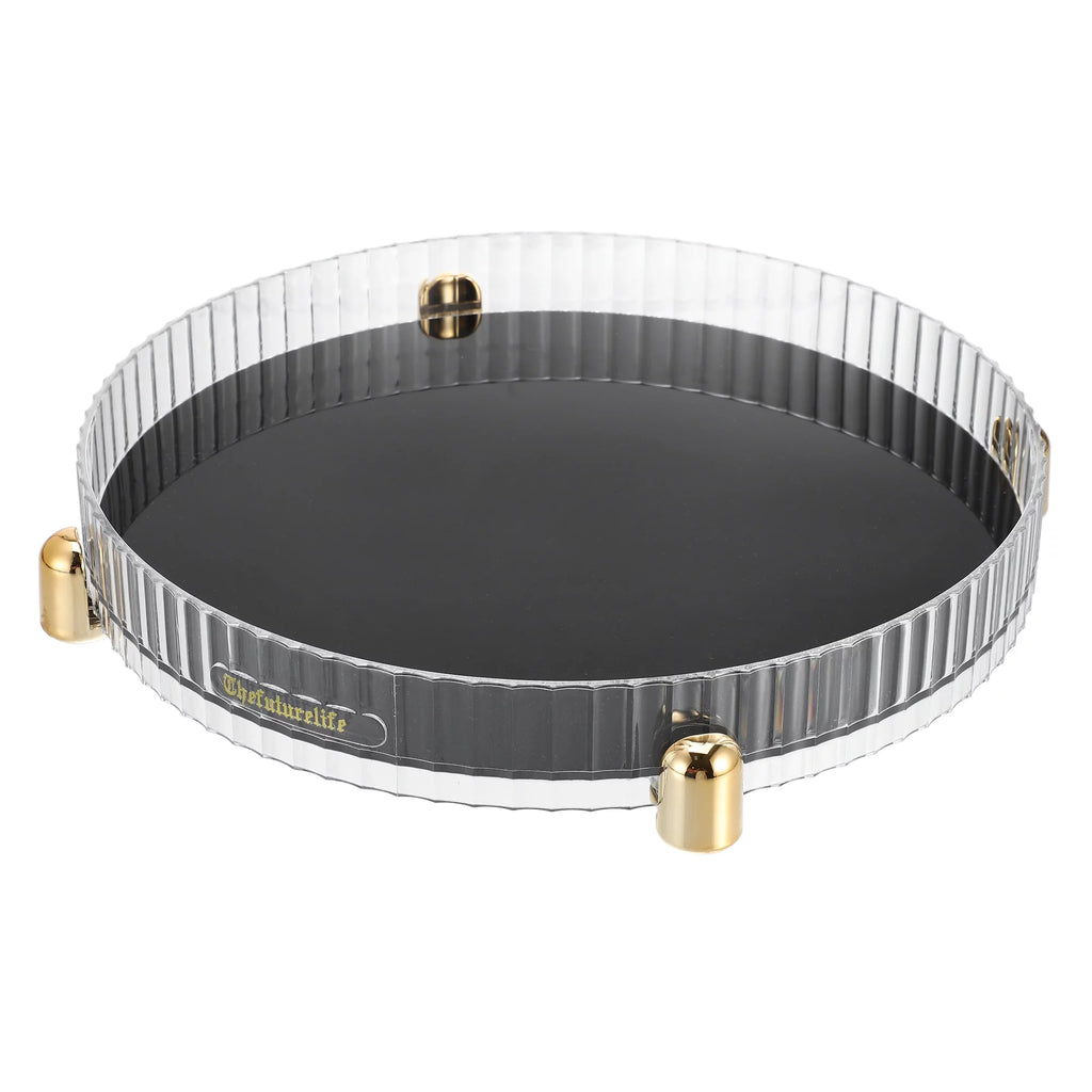 Rotating Round Storage Tray Organizer Gray R183