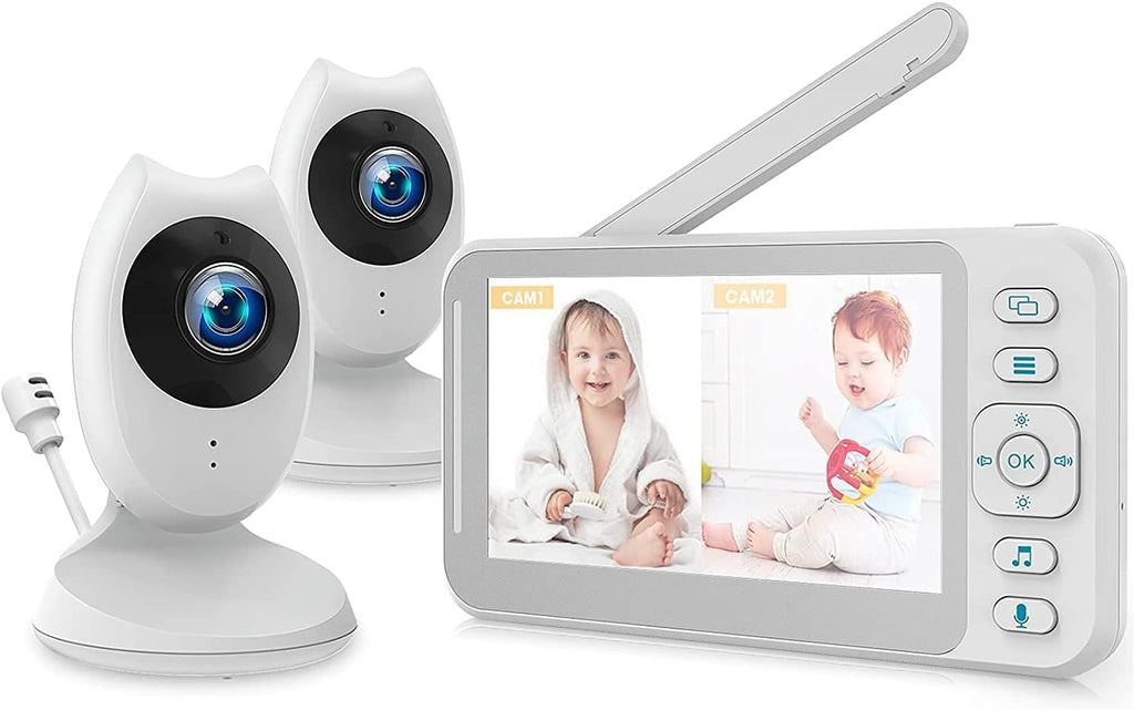 4.3 inch Video Baby Monitor with Camera and Audio, Night Vision, 2-Way Audio, Temperature Sensor, VOX Mode, 8 Lullabies, High Capacity Battery, Pack of 2 C626
