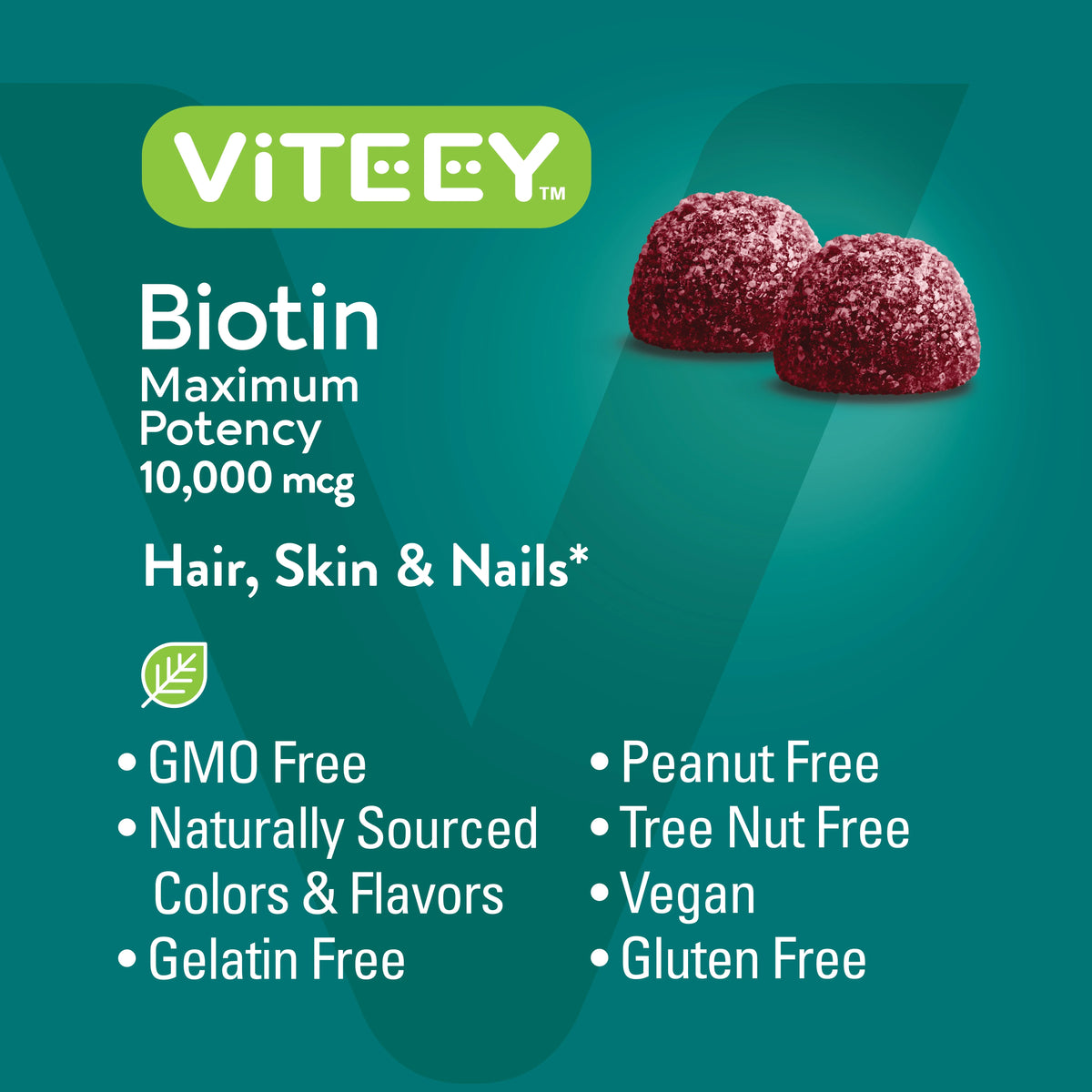 Biotin Gummies 10,000 mcg Raspberry Flavor 60 Count C353