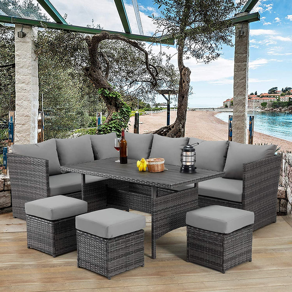 7 Piece Rattan Wicker Patio Conversation Set M833347