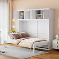 White Solid Wood Queen Murphy Bed with Cabinets P5636