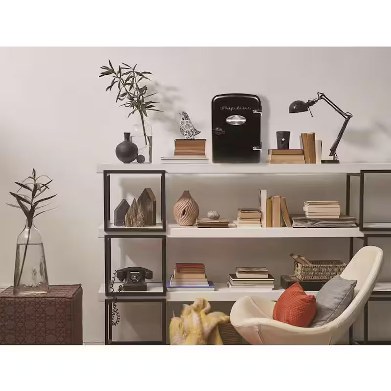 6-Can Retro Mini Fridge in Black Y279555