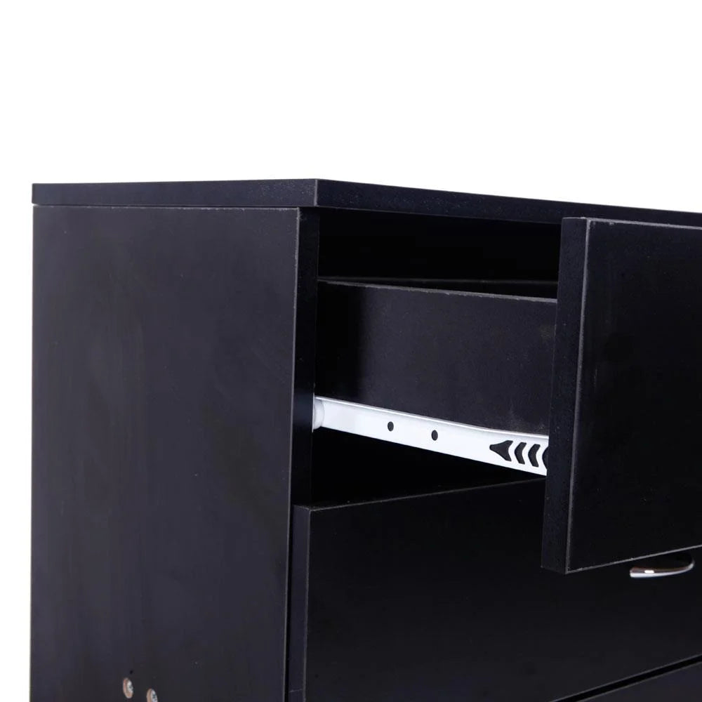 Black 4 Drawer Wood Nightstand A41508