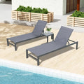 3 Pieces Outdoor Patio Aluminum Reclining Chaise Lounge Chairs Set with Side Table I177512