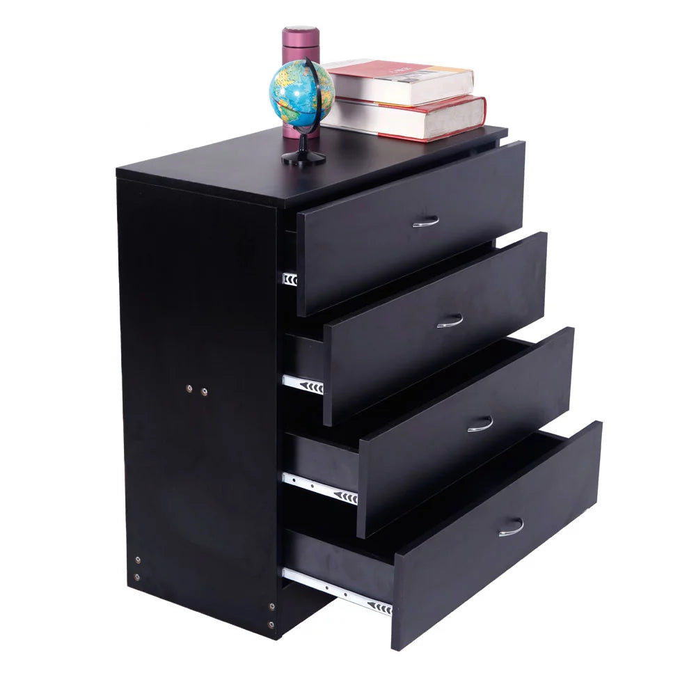 Black 4 Drawer Wood Nightstand A41508