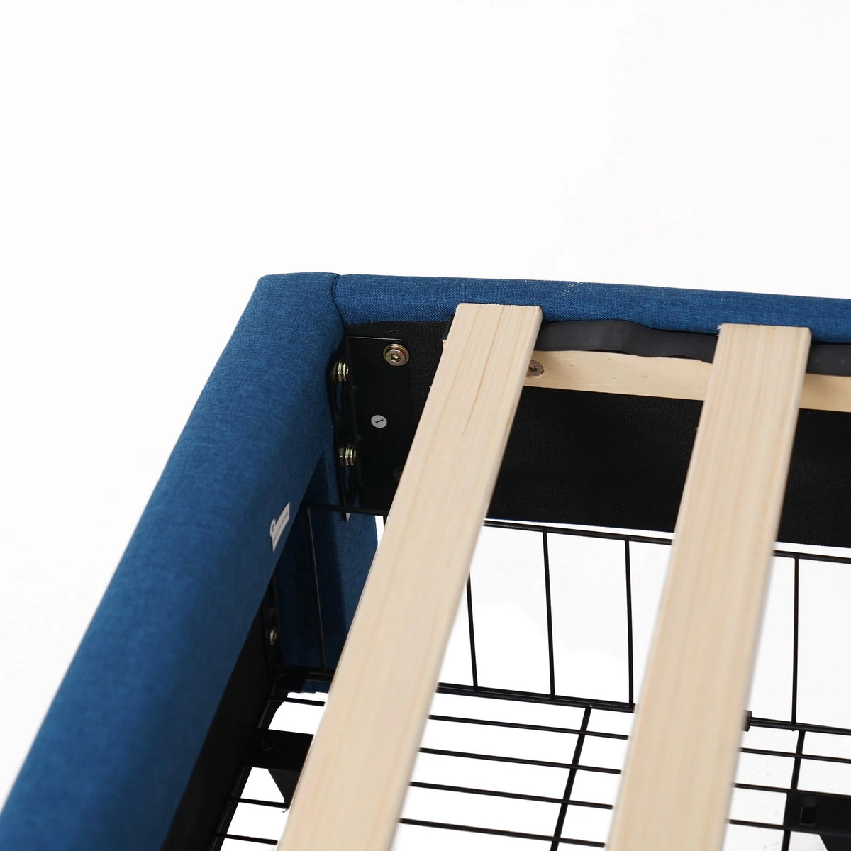 Queen Size Wood Bed Frame with Headboard Blue P793721