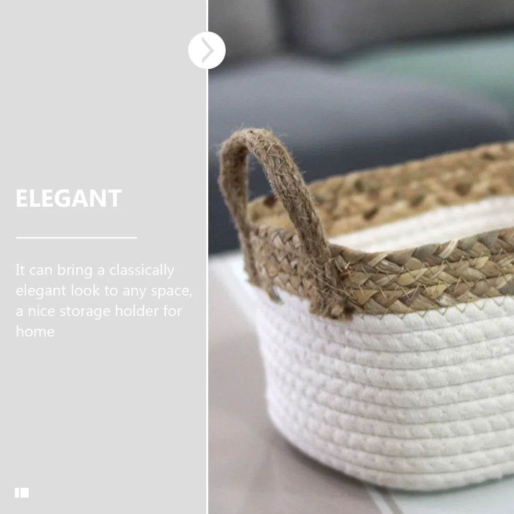 Cotton Rope Woven Basket Storage Boxes with Lids K227189