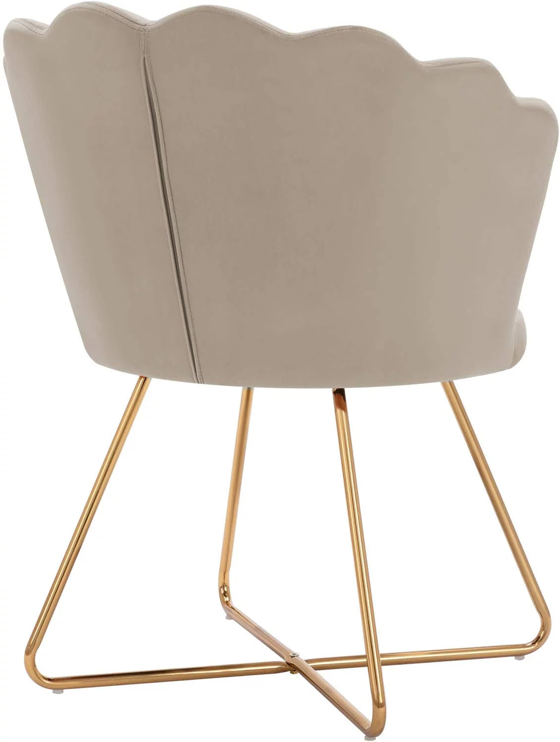 Khaki Velvet Accent Chair with Back and Gold Metal Legs C326202