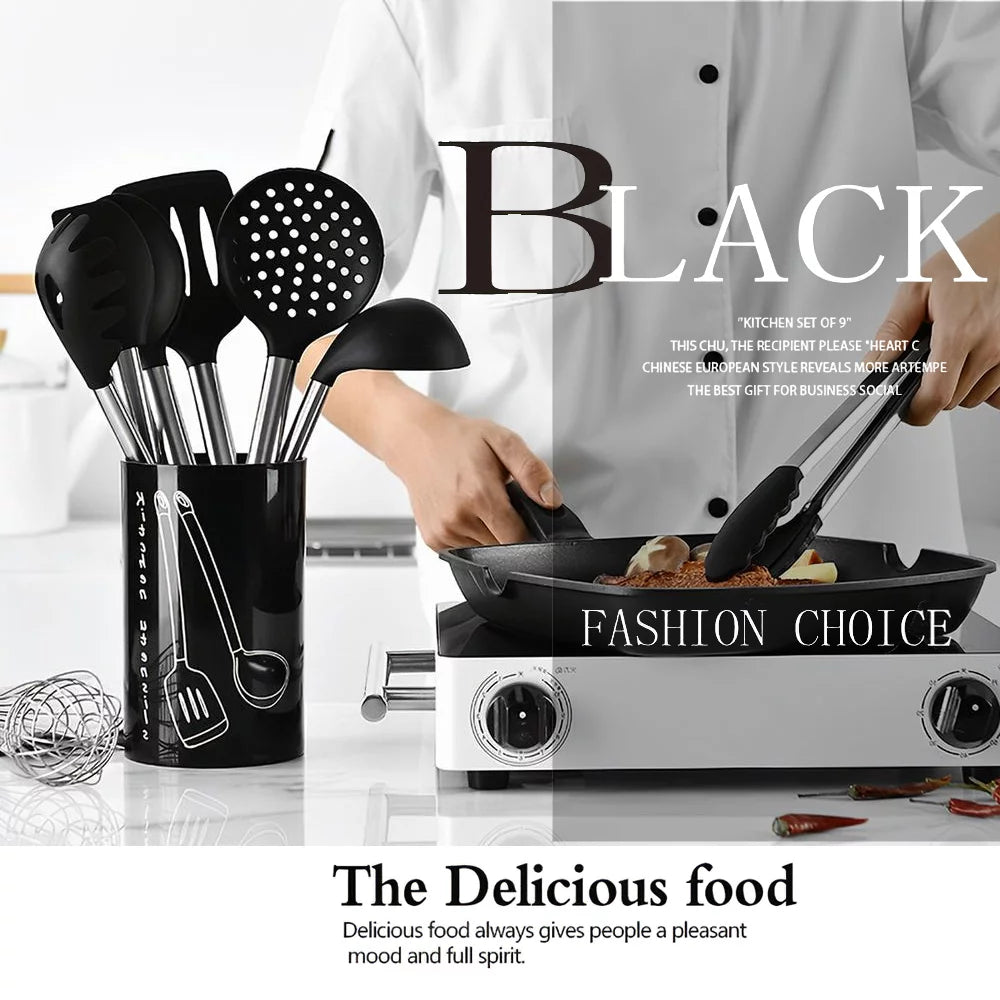 8Pcs Silicone Non-stick Stainless Steel Handle Kitchen Utensil Set B996080