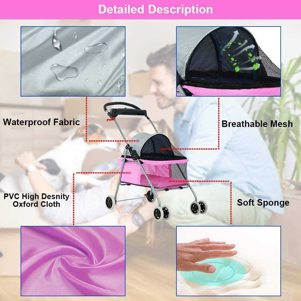 Folding Pet Stroller with Cup Holder C55661