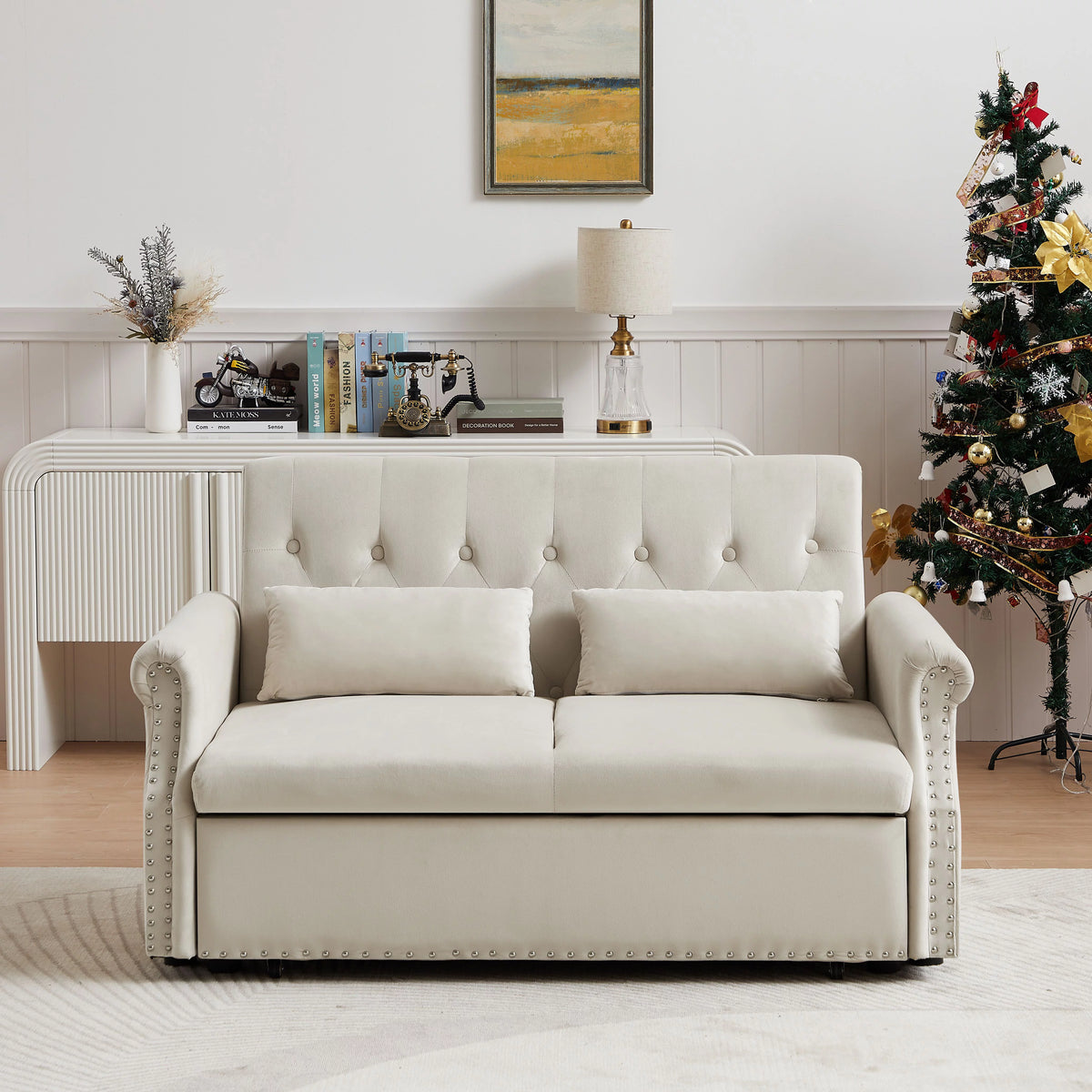 Velvet Convertible Sleeper Sofa Bed M48839