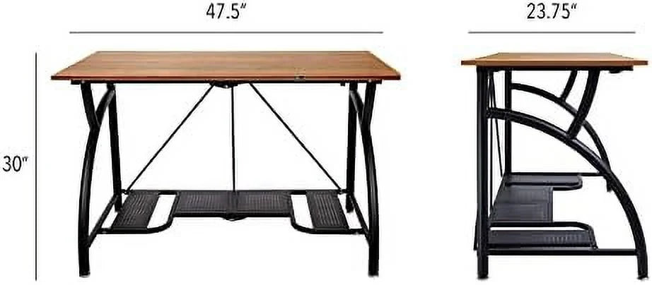 Folding Wooden Computer Desk with Bottom Shelf Black X72656