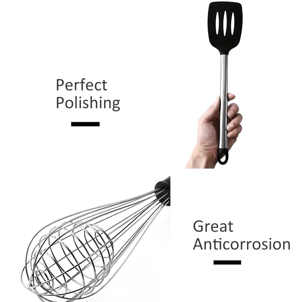 8Pcs Silicone Non-stick Stainless Steel Handle Kitchen Utensil Set B996080