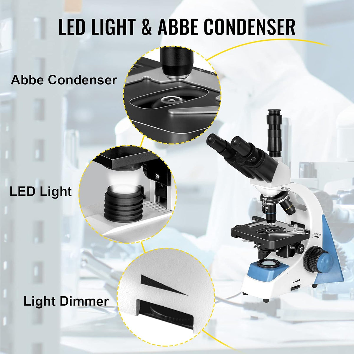 Trinocular Compound Microscope 40X-2500X LED H930849