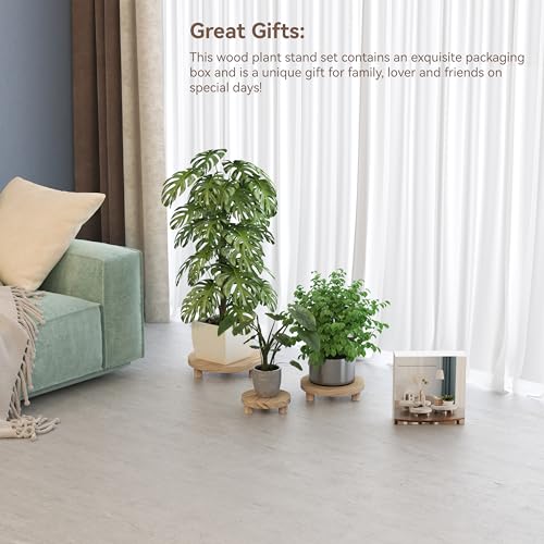 3 Pcs Wood Plant Stand Indoor Outdoor R22260