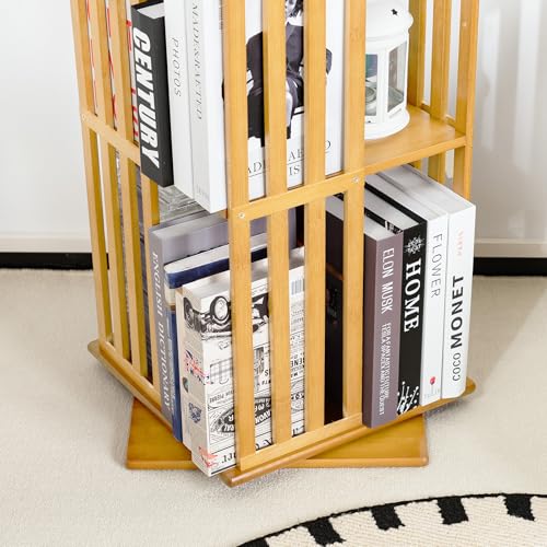 Walnut 6 Tier Bamboo Rotating Bookshelf I515