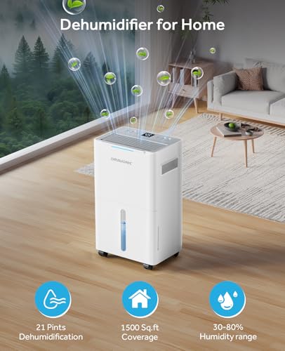 21 Pints Dehumidifier with Continuous Drain Hose I535396