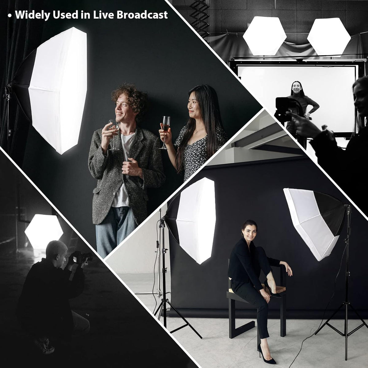 26inches Hexagon Softbox Lighting Kit with 2pcs 85W Bulbs H32619