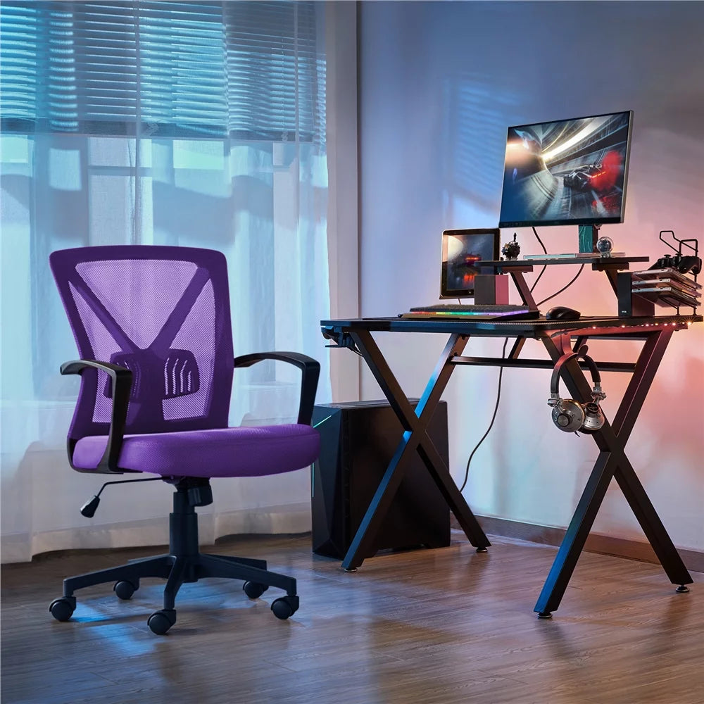Purple Adjustable Mesh Mid Back Office Chair Set of 2 D637681