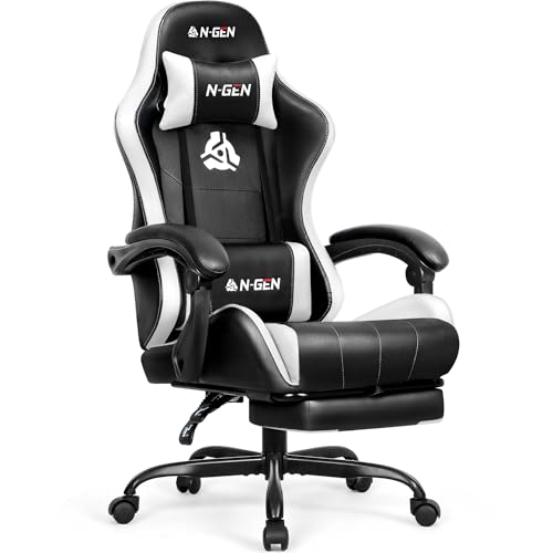 Black PU Leather High Back Ergonomic Video Gaming Chair with Footrest B852463
