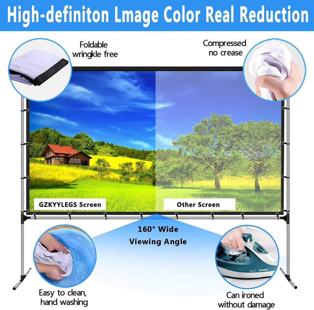 120 Inch Portable Projector Screen with Stand and Carry Bag N875923