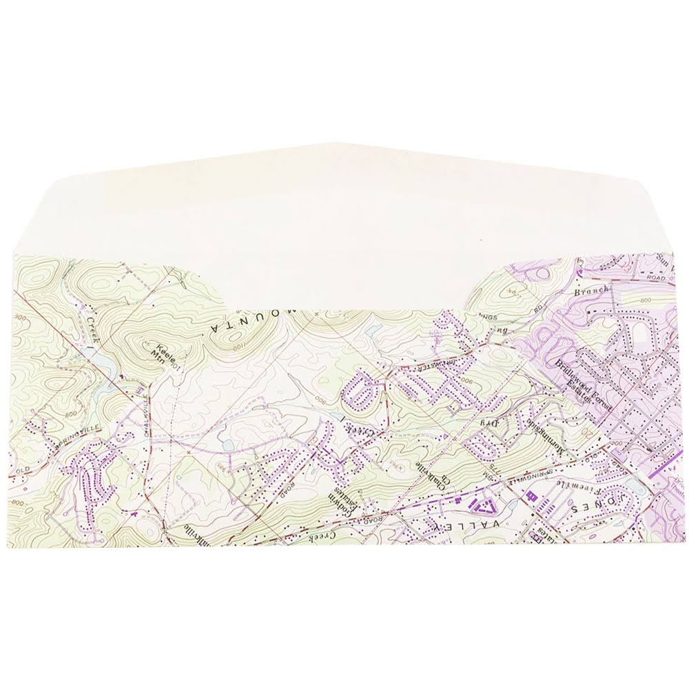 Jam #10 Envelopes, 4 1/8 x 9 1/2, Map Design, 1000/Carton J83629