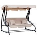 3-Seat Outdoor Patio Swing Chair with Adjustable Canopy and Cushion M6981