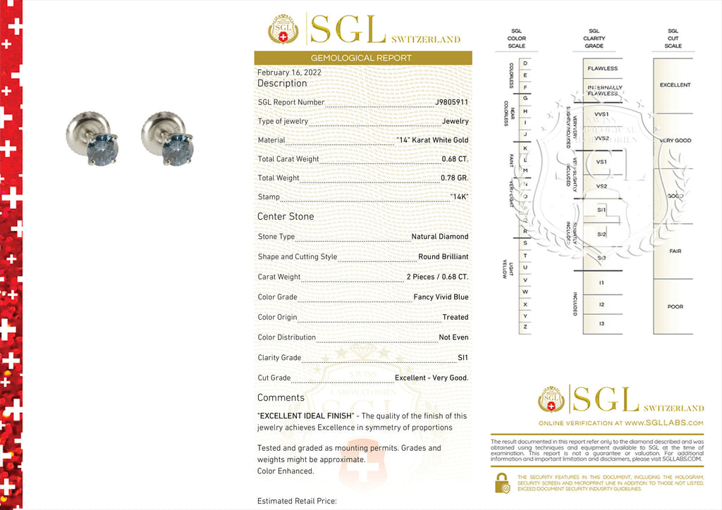 14K White Gold Stud Earrings A107909