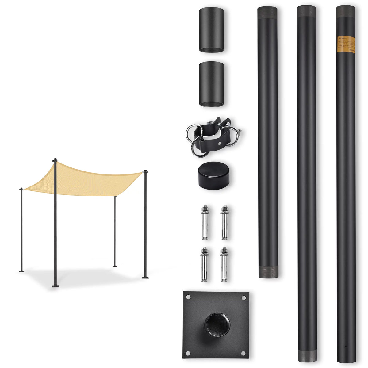 10Ft Black Shade Sail Pole E15402