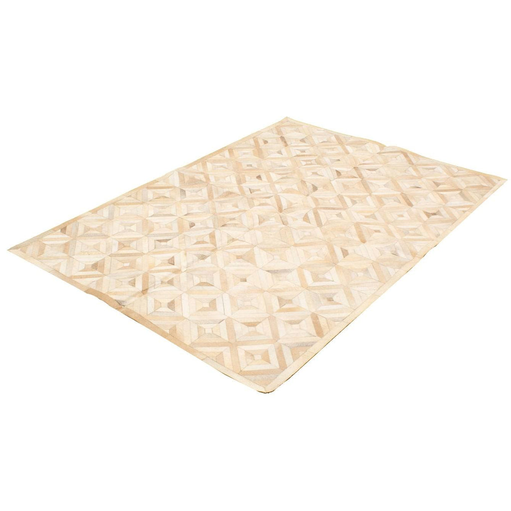 Handmade Cowhide Patchwork Beige Ivory Leather V96996